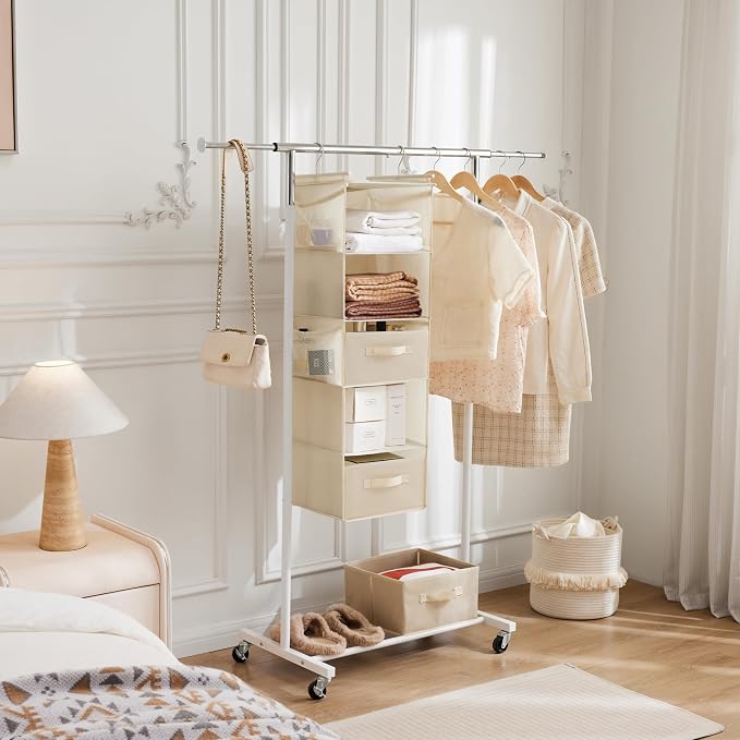 MAX Houser 5 Tier Shelf Hanging Closet Organizer, Cloth Hanging Shelf - Image 2