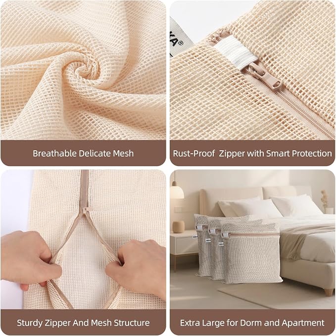 100% Pure Cotton Mesh Laundry Bags, Premium Soft, No Dye - Image 5