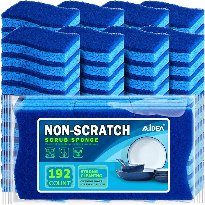 AIDEA Sponges Kitchen-192Count, Non Scratch Scrub Sponge, Dish Sponges | by AIDEAHOME