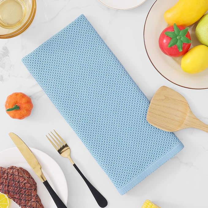 Homaxy 100% Cotton Waffle Weave Kitchen Dish Towels 4-Pack, Sky Blue | 13 x 28 - Image 7