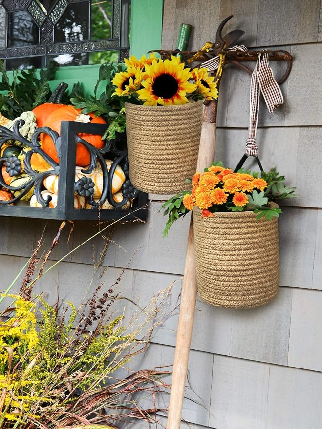 Goodpick 2 Pack Jute Wall Hanging Storage Baskets, Over Door Organizer - Image 4