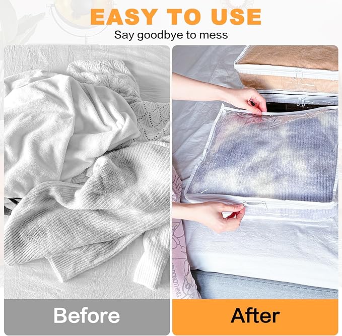 Clear Zippered Plastic Clothes Storage Bags, 6 Pack, Size: 12 x 12 x 12 Inch - Image 5