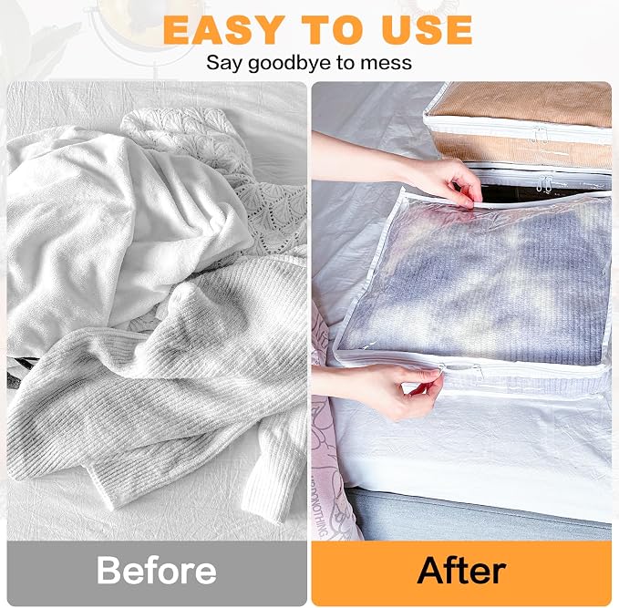 Clear Zippered Plastic Clothes Storage Bags, 6 Pack, Size: 15.7 x 13.8 x 3.9 - Image 4