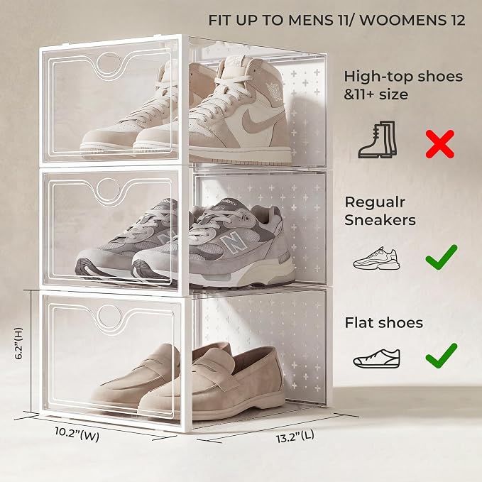 Pinkpum 15 Pack X-Large Shoe Storage Boxes, Shoe Organizer Clear Stackable - Image 2