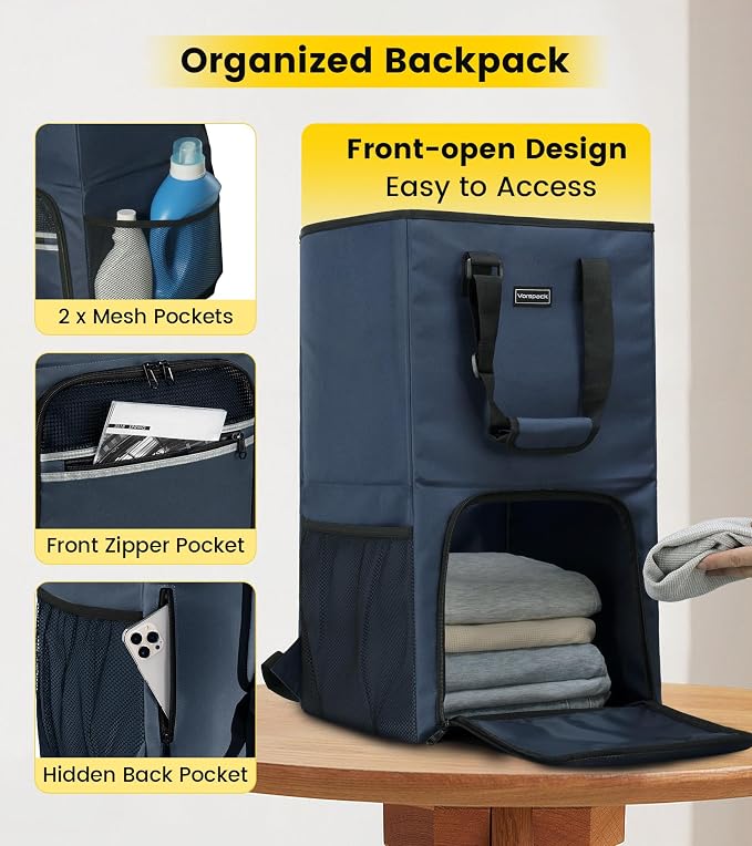 Vorspack Laundry Backpack with Shoulder Straps, Extra Large Hamper, Structured - Image 3