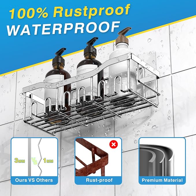 EUDELE 5-Pack Adhesive Shower Caddy Organizer, Large Capacity Rustproof - Image 5