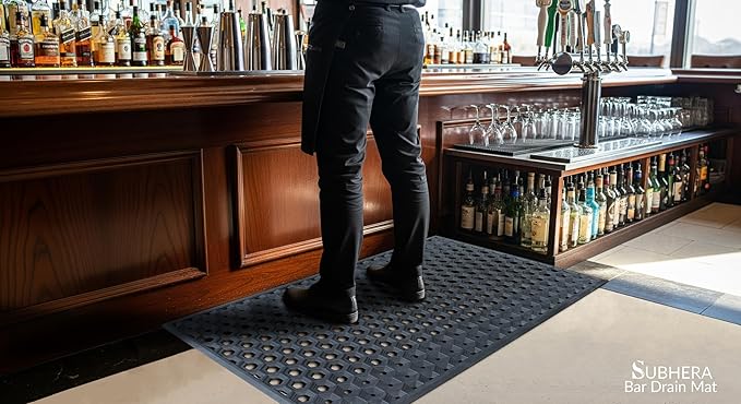 Subhera 2-Pack Anti Fatigue Heavy-Duty Commercial Rubber Mat, Non-Slip Drainage Mat for Restaurant Kitchens, Bars & Entrances, All-Weather Floor Safety Mat (25 x 39 Inches)