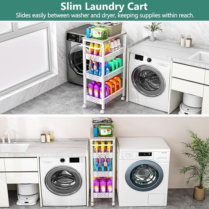 Vivihomety 4-Tier Laundry Utility Rolling Storage Cart - Image 5