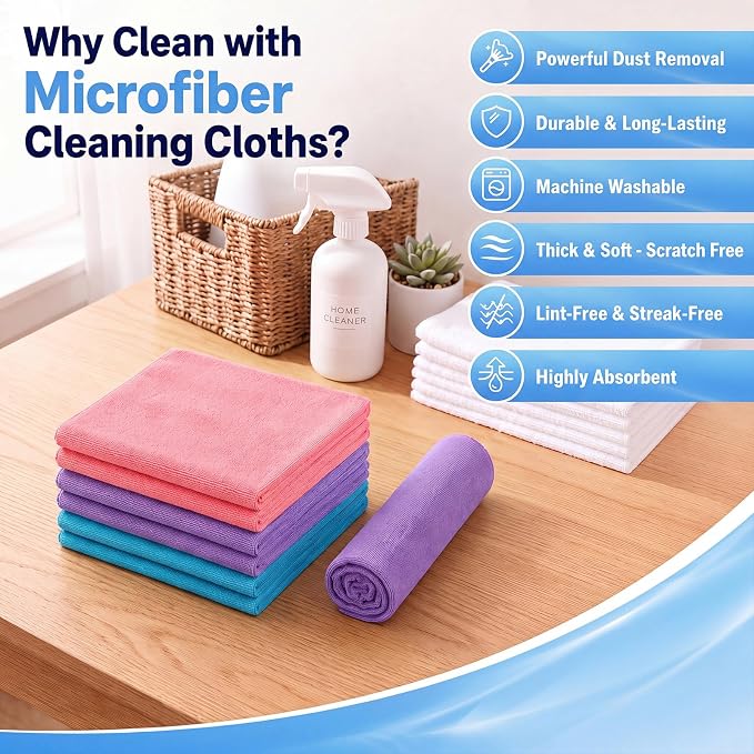 Nuanchu 20 Pieces Extra Large Microfiber Cleaning Cloth Rags Towels Bulk 20 x - Image 3