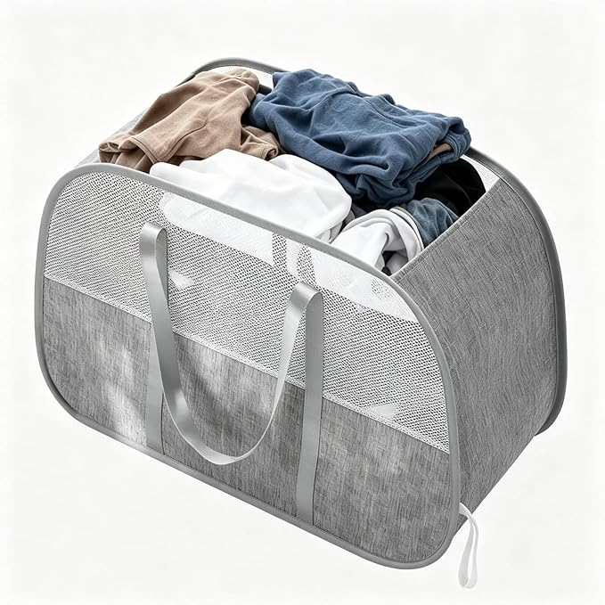 95L Collapsible Laundry Basket, Dirty Clothes Hamper | Foldable Laundry Hamper by Unknown