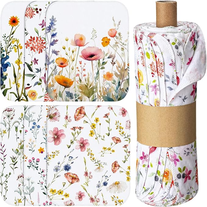 Reusable Kitchen Cloths Cotton Towel, 60 Pack, Wildflowers by Noveread