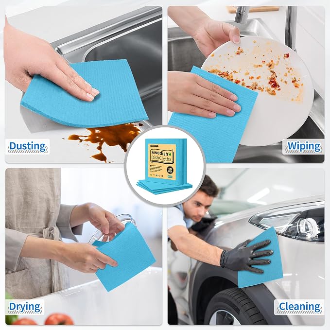 Swedish Dishcloths, 10 Pack Kitchen Towels Dish Rags, Absorbent Swedish Dish - Image 6
