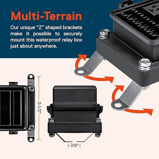 True Mods 12V DC Auto Waterproof Fuse 5-Pin Relay Box Block [6 ATC/ATO Fusible Holder] 6 Bosch Style Universal Relay Block Holder for Automotive Vehicles Cars Marine Boat Offroad Jeep Light Equipment