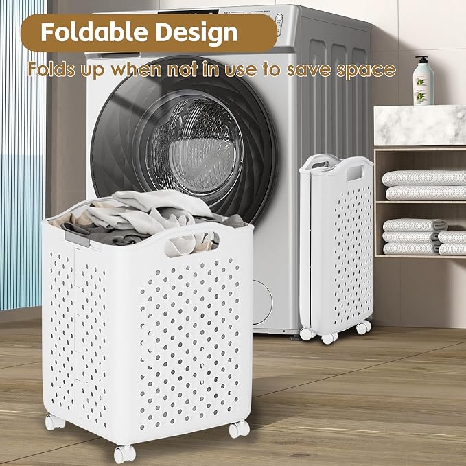 57L Foldable Collapsible Laundry Basket, - Image 5