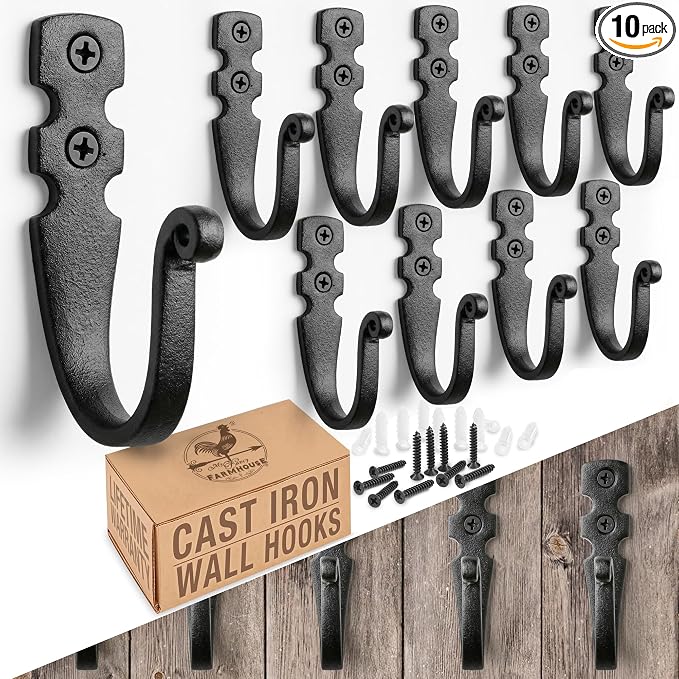 Cast Iron Wall Hooks Handmade Blacksmith by MyFancyFarmhouse