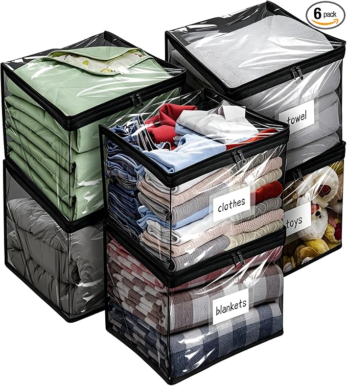 Plastic Storage Bags with Easy-Glide Zipper, Durable Clear Vinyl Zippered by Kikerike