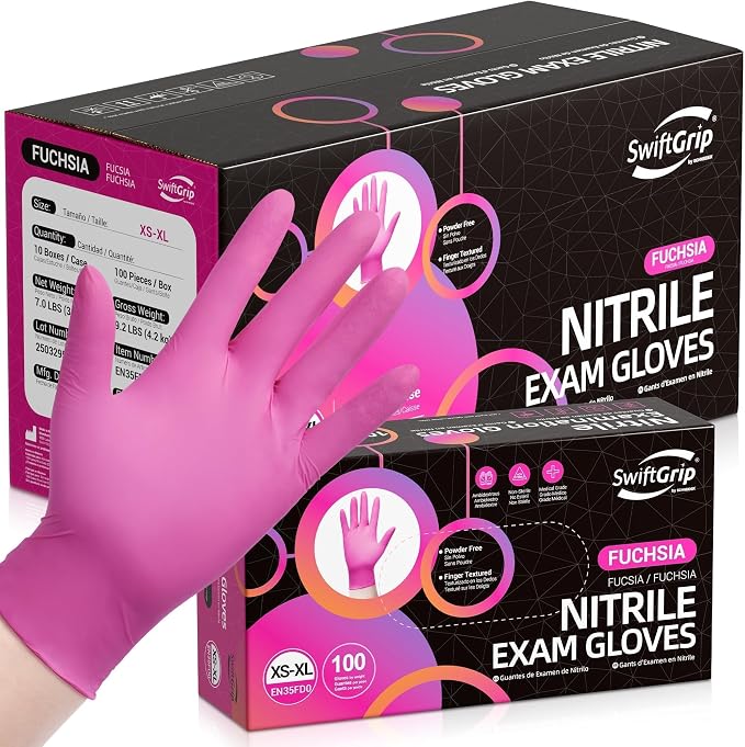SwiftGrip Powder-Free Nitrile Gloves, Disposable Nitrile Gloves, Latex-Free by SwiftGrip