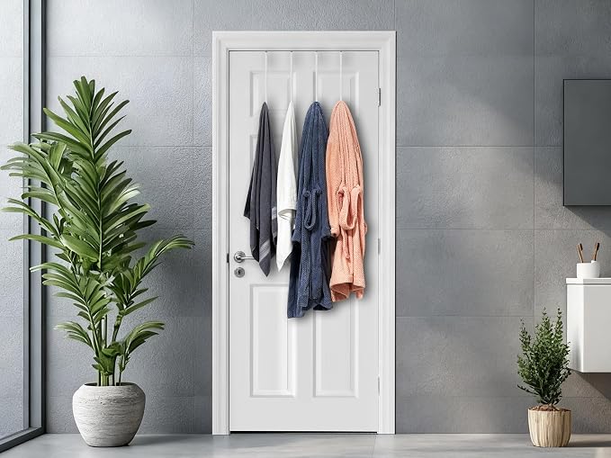 Single Extra Long Over Door Steel Hooks 4 Pack Fit 1-3/8" Door 14.2" White | - Image 7
