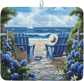 Summer Beach Chairs Dish Drying Mat Sea Wave Blue Floral Drying Mat fo Kitchen by Kawani