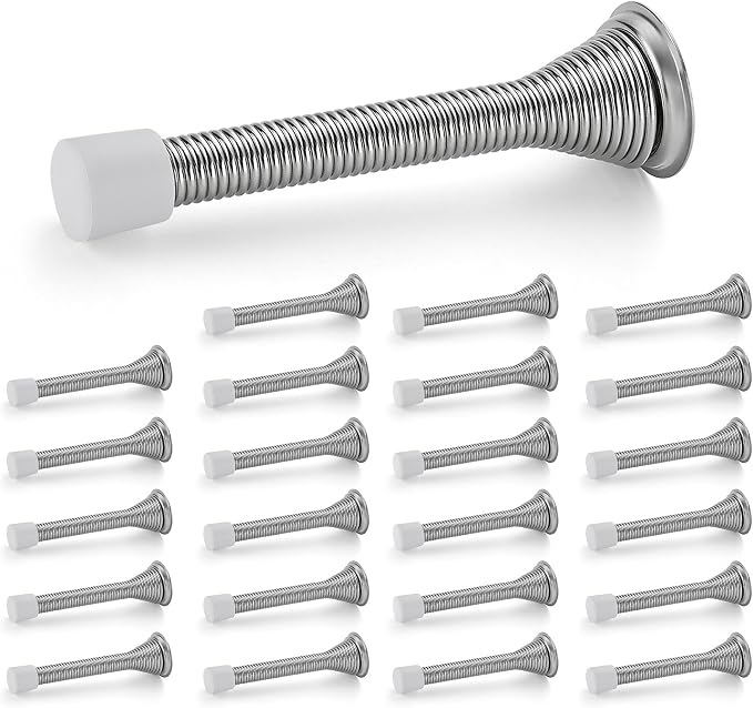 Ravinte Door Stoppers, 24 Pack Satin Nickel Spring Door Stops | Stoppers by Ravinte