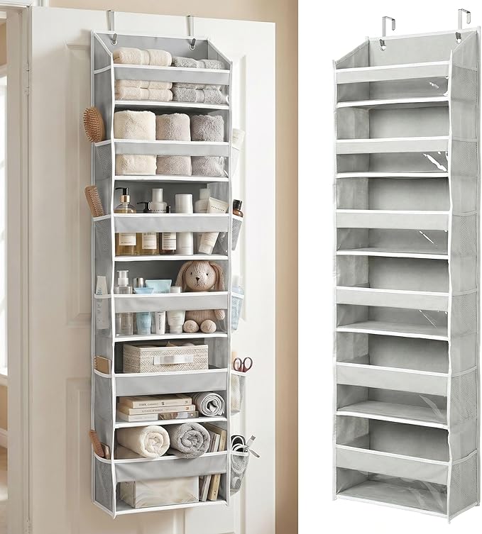 HOMELUX THEORY Over the Door Organizer, 100D Fabric, Light Gray 1pc by HomeluxTheory