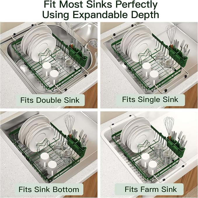 Green Dish Drying Rack Over The Sink - Image 4