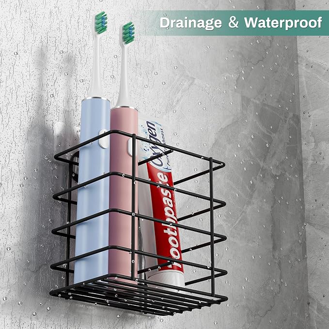 Open-Design Adhesive Shower Toothbrush Holder Wall Mounted - Image 4