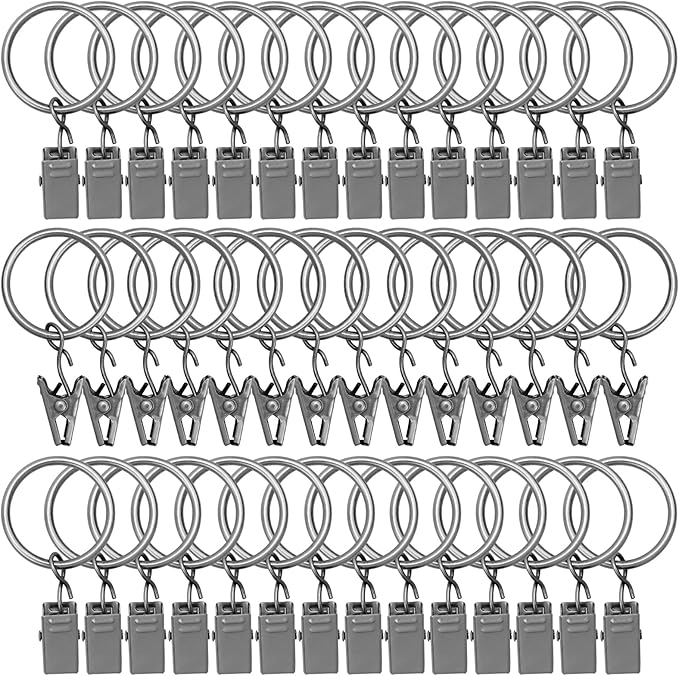 42 Pack Curtain Rod Clip Rings, Strong Decorative Drapery Window Ring by LULARINE