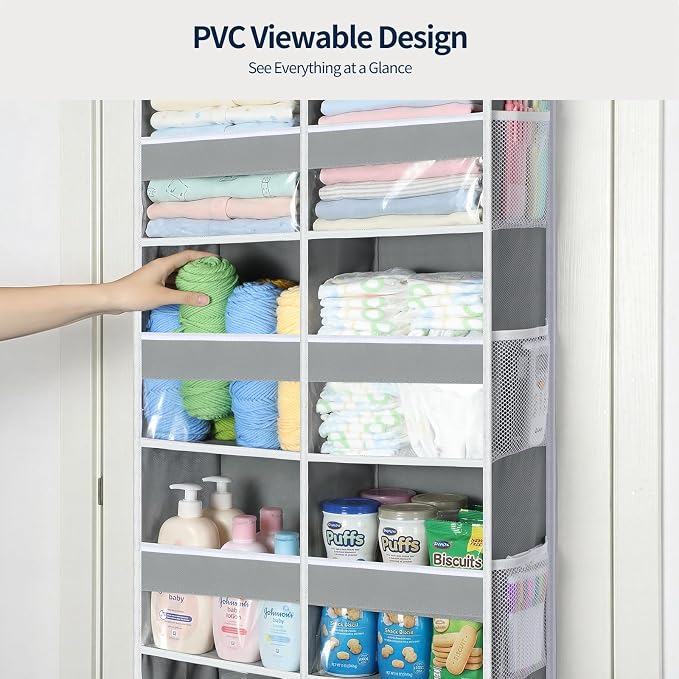 Yecaye Over The Door Organizer, 6 Tier Extra Large Behind Door Storage of 12 - Image 4