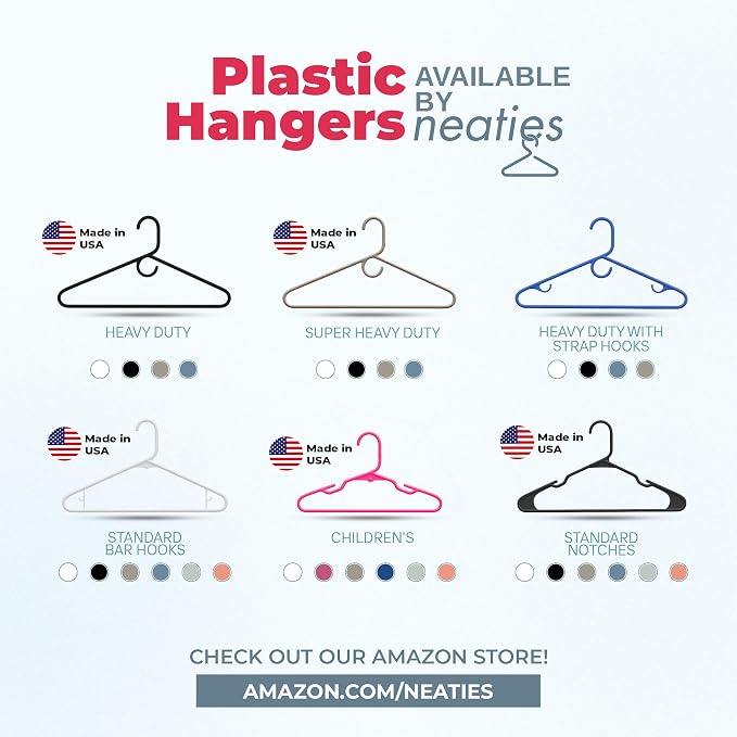 Plastic Hangers 45 Pack – Made in The USA – 6lb Capacity Standard Clothes - Image 7