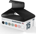Plastic Hangers 15 Pack – Made in The USA – 6lb Capacity Standard Clothes by NeatiesHangers