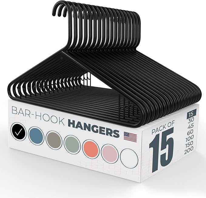 Plastic Hangers 15 Pack – Made in The USA – 6lb Capacity Standard Clothes by NeatiesHangers