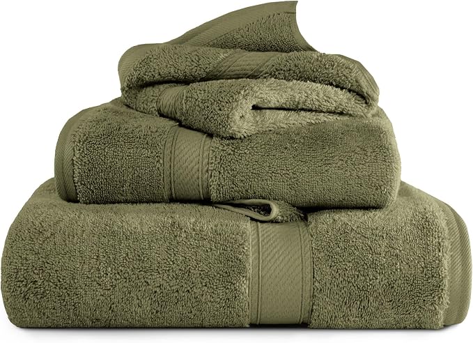 SUPERIOR Egyptian Cotton Ultra Plush & Absorbent, 3 Piece Set, Forest Green | by SUPERIOR