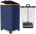 Laundry Hamper with Wheels, 75L Rolling Laundry Basket with Lid by Wuevu