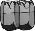 2 Pack Pop Up Laundry Hampers, Collapsible Mesh Laundry Basket Black | Foldable by Buenod
