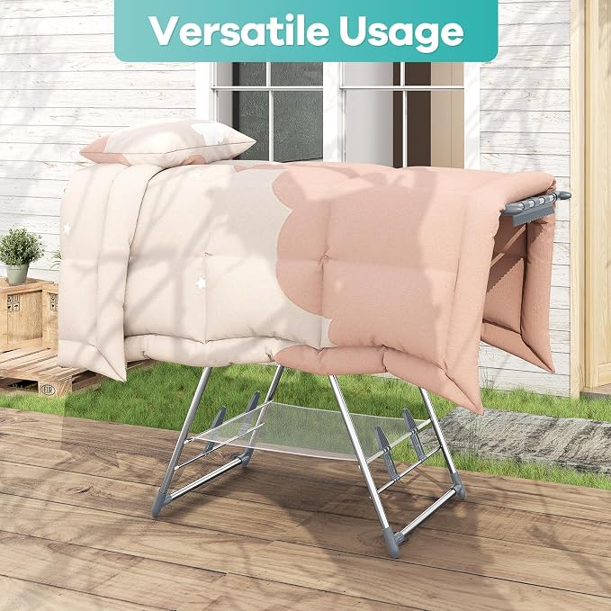 Clothes Drying Rack with High Hanger, 3-Level Drying Racks | Foldable Laundry - Image 6