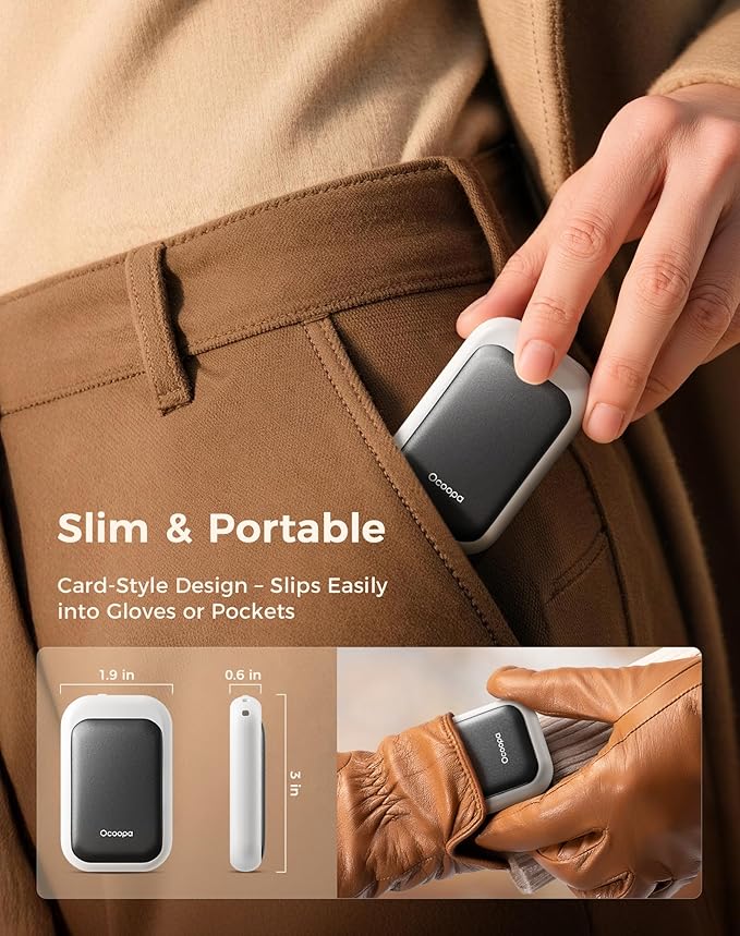 OCOOPA AI Magnetic Hand Warmers Rechargeable 2 Pack, 5000mAh Ultra-Thin Electric Glove Heater Handwarmer,UL Certified, Men Women Gifts for Christmas,Birthday,Winter Essentials,UT4 Young