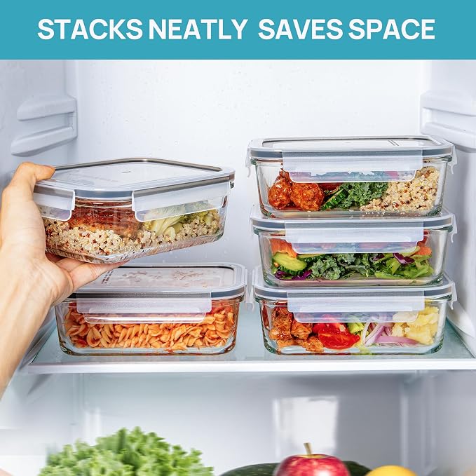 Vtopmart 5Pack 30oz Glass Meal Prep Container Sets - Image 5