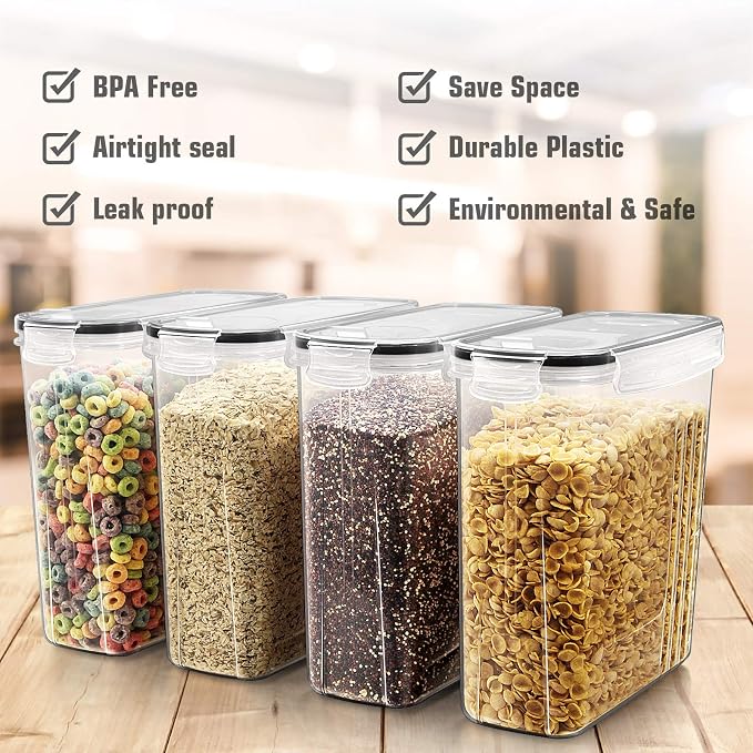 Wildone Cereal Storage Containers Set, Large BPA Free Plastic Airtight Food - Image 2