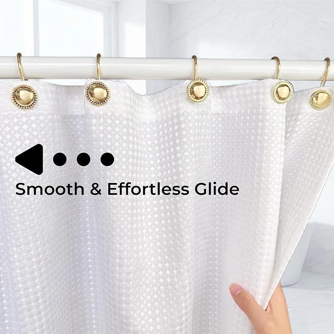 Shower Curtain Hooks, Rust-Resistant Decorative Rings, Smooth Glide, Circular - Image 6