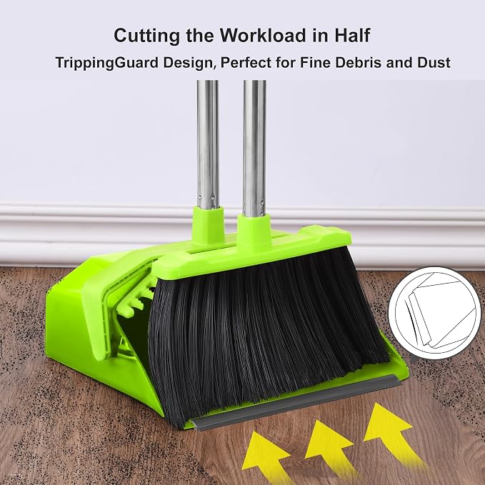 Broom and Dustpan Set for Home, ZeroGap Lip, Upright Storage Broom Combo for - Image 6