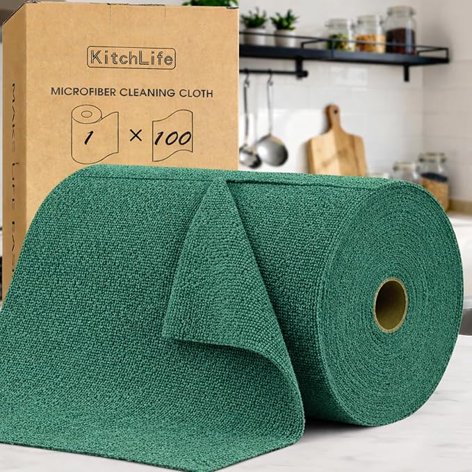 KitchLife Microfiber Cleaning Cloth Roll, 100 Pack by OverDoorHooksKitchenSupplies