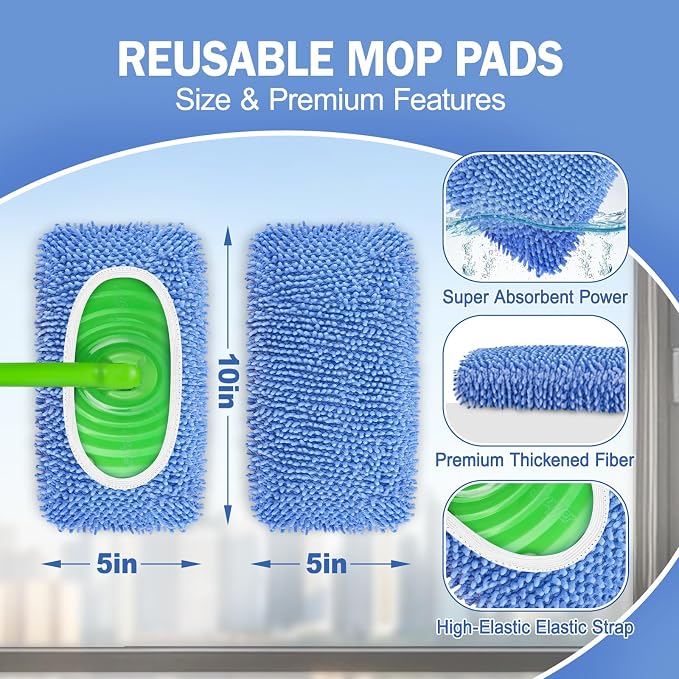 6 Pack Reusable Mop Pads Compatible - Image 3