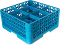 Carlisle FoodService Products RG9-314 OptiClean 9 Compartment Glass Rack with 3 Extenders, 8.72", Blue, Polypropylene, Blue