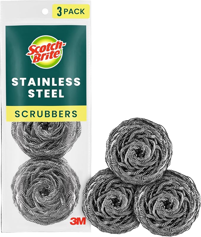Scotch-Brite Stainless Steel Scrubbers, 3 Pack | Scouring Pads by Unknown