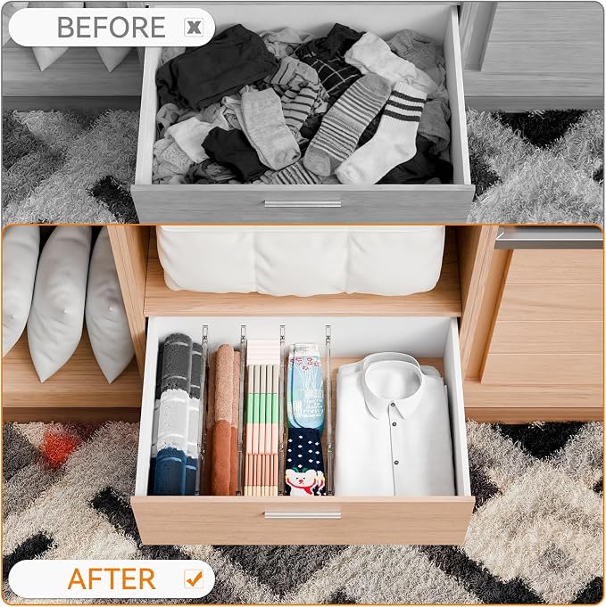 12 Pack Clear Acrylic Drawer Divider 6 Inch High, Expandable from 14-20'' - Image 7