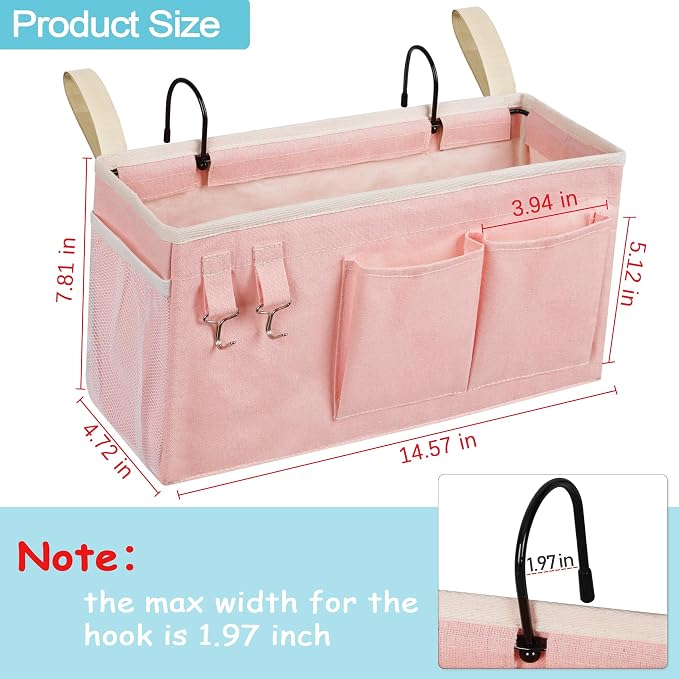 Bedside Caddy, Bedside Storage Bag Hanging Organizer - Image 3