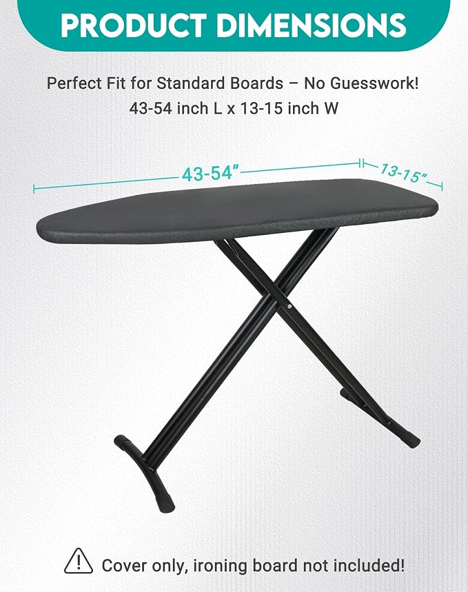 ZOES HOMEWARE 2025 Reinforced Ironing Board Cover and Pad, 15x54 Standard Size - Image 7
