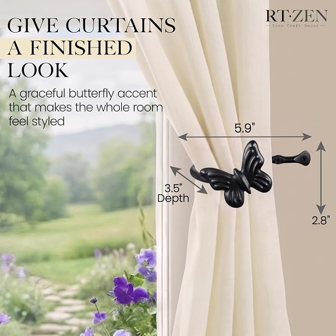 RTZEN Metal Curtain Tiebacks, Drapery Holders - Image 2