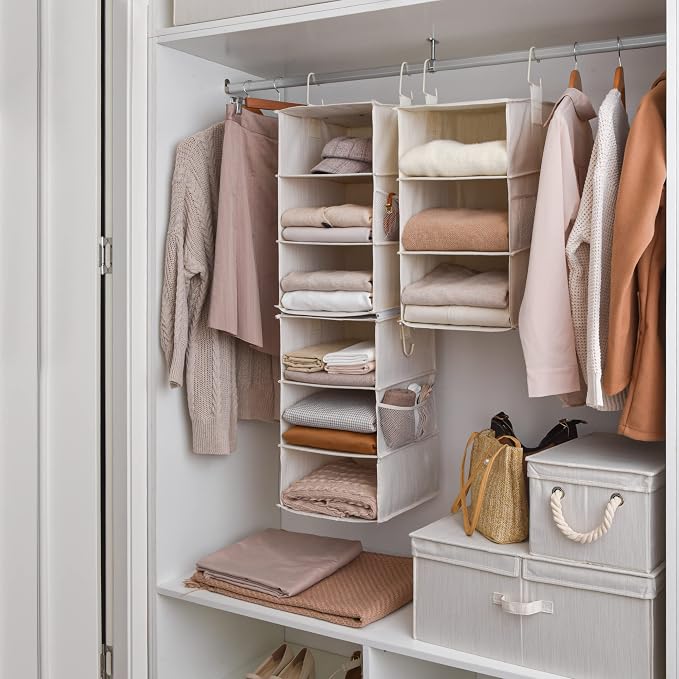 StorageWorks 6-Shelf Closet Organizers, Two 3-Shelf Separable Hanging Shelves - Image 2